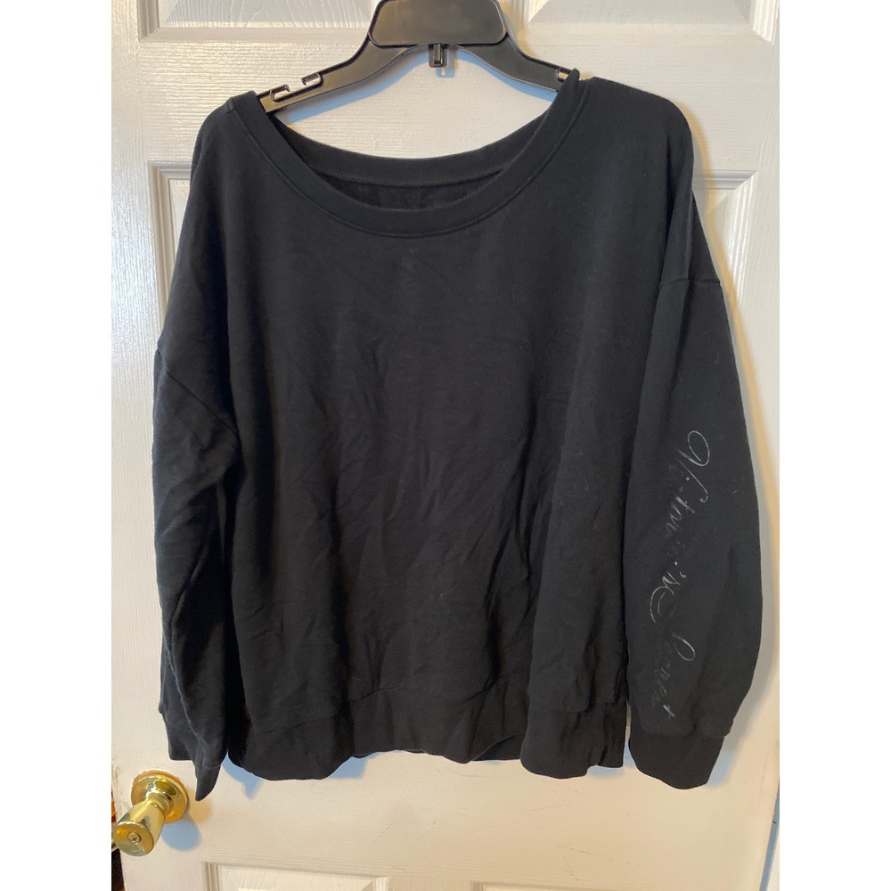 Victoria's Secret Black Script Logo Sleeve Pullover Sweatshirt XL
